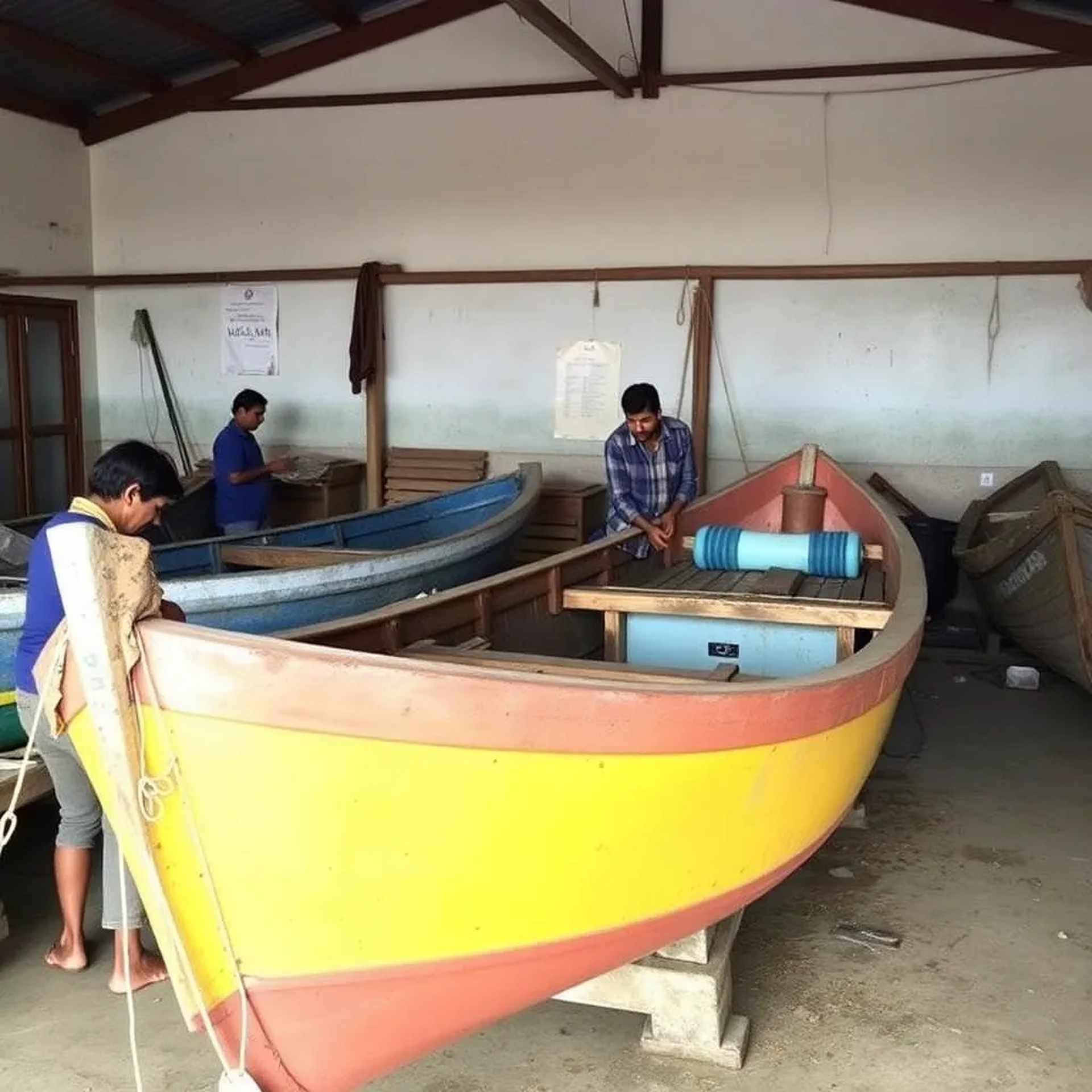 Fishing vessel repair workshop